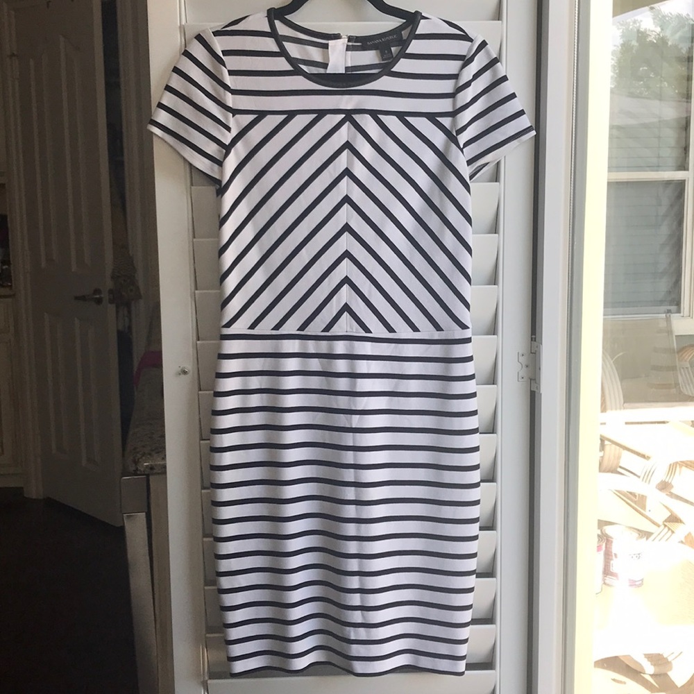 Black and White Striped Banana Republic Dress